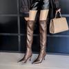 Over-knee boots women's 2025 autumn and winter new pointed thin heel Korean version versatile high heel elastic thin boots white boots