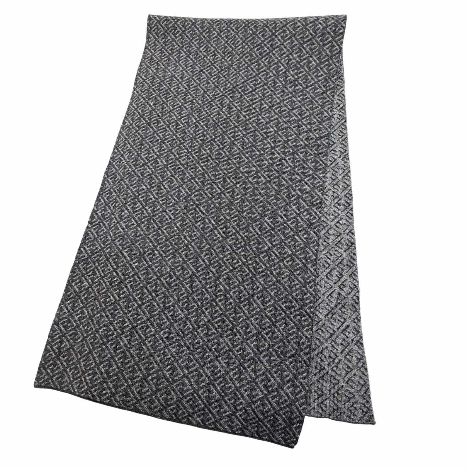 Pristine FENDI Scarf Micro Zucca Pattern gray wool mens Used