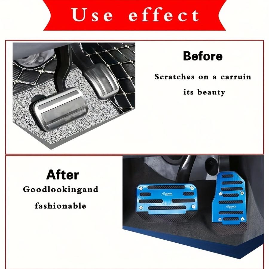 Universella Bilpedalskydd, Skydd för Automatisk Växellåda & Gaspedal, Slitstarka Metallgolvmattor för Fordon, Stilfulla Biltillbehör för Interiören