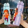 1PC Dancing Girl Music Character 750ml Color Plastic Sports Water Bottle Leakproof Flip Straw Lid Suitable for Sports Office Home Use