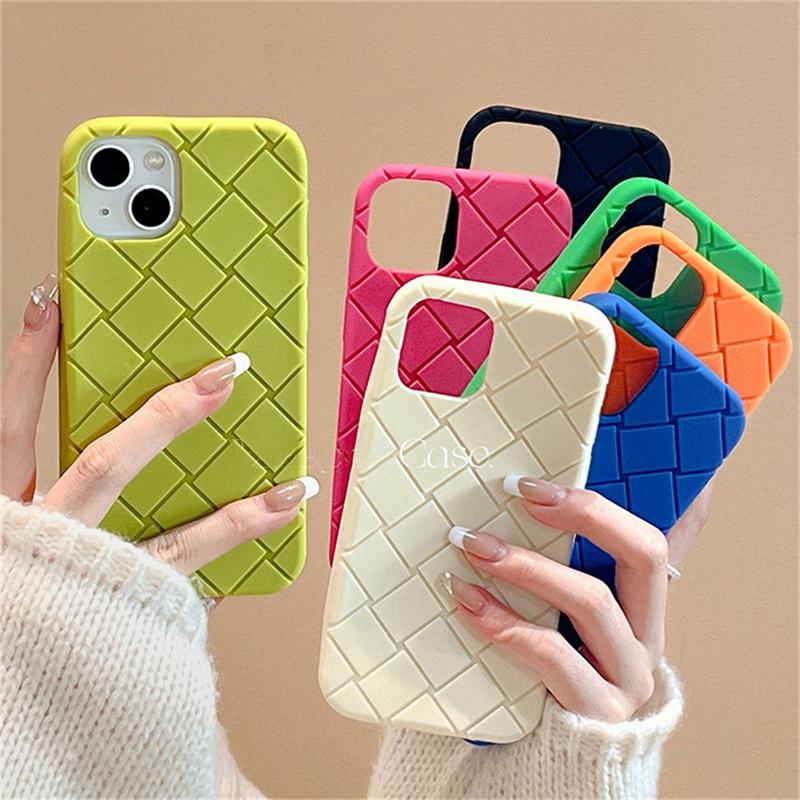 Korea Cute Braided Texture Silicone Phone Case For Iphone 14 13 12 11 Pro Max X Xr 7 8 Plus Se Plain Shockproof Soft Cover Funda