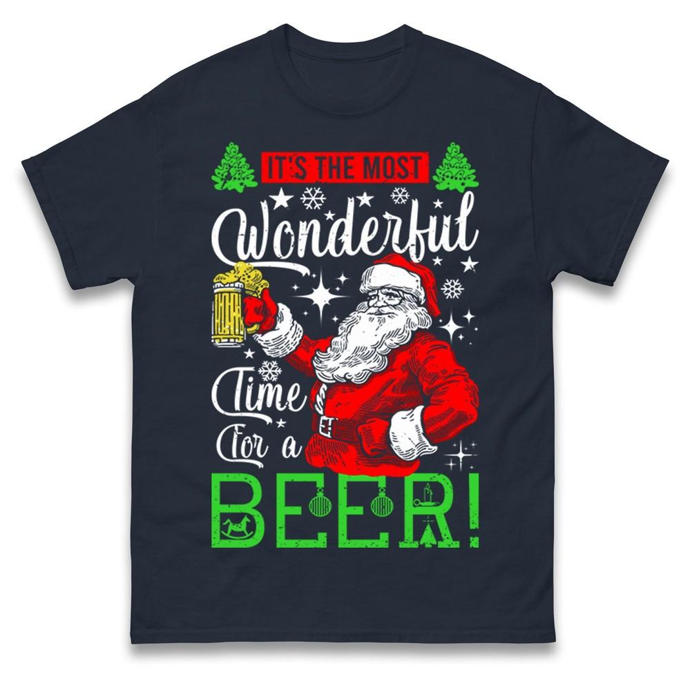 It Is The Most Wonderful Time For A Beer Christmas T Shirt Xmas Festive Tee Top