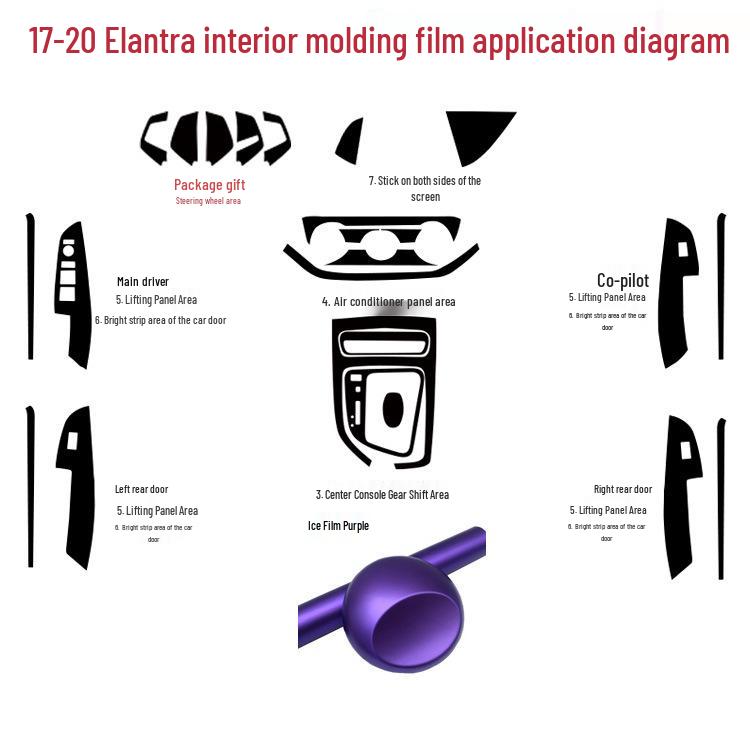 Carbon Fiber Center Console Gear Stickers for 2017-2020 Elantra Interior Enhancement