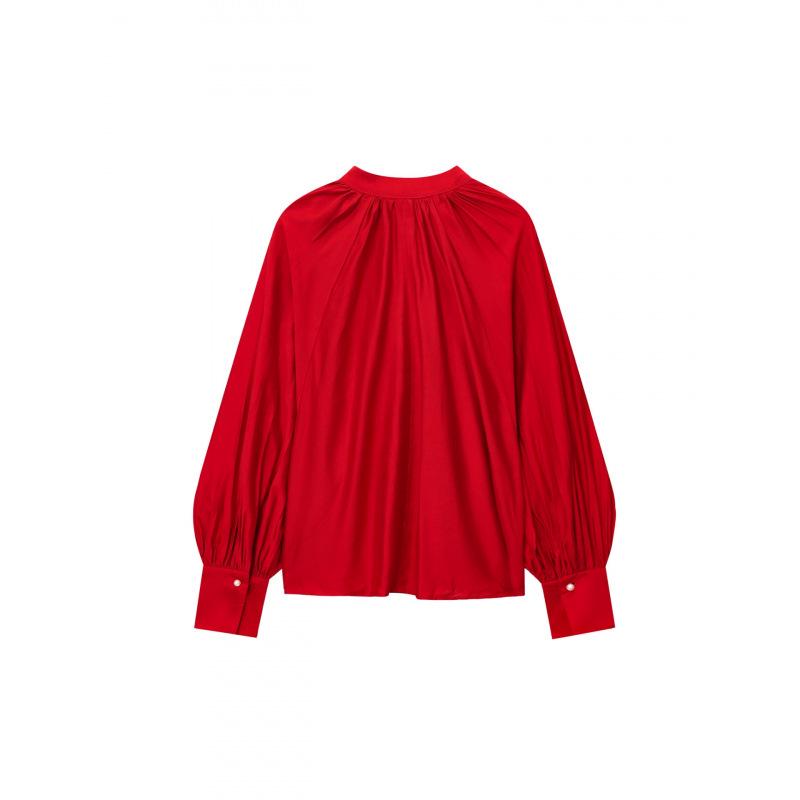 2025 Women's Versatile V-neck Lantern Sleeve Casual Pullover Top