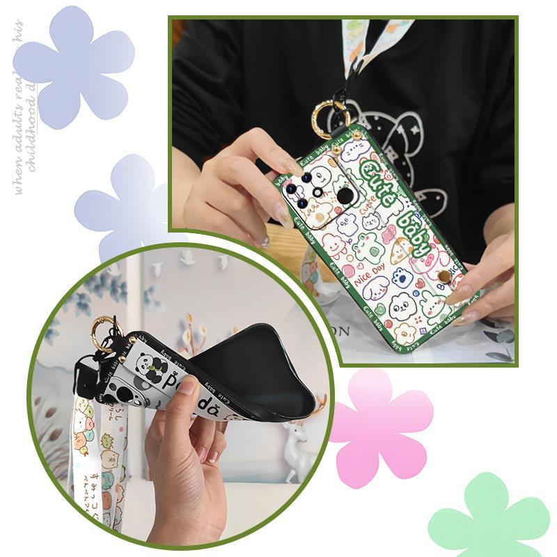 Durable Anti-knock Phone Case For OPPO Realme Narzo 50A Silicone Shockproof Back Cover Cute Lanyard Anti-dust Waterproof