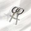 Pendientes de Cruz de Plata de Ley 925 con Circonita Brillante Chapados en Oro de 18k Joyería para Fiesta BodaBuen producto