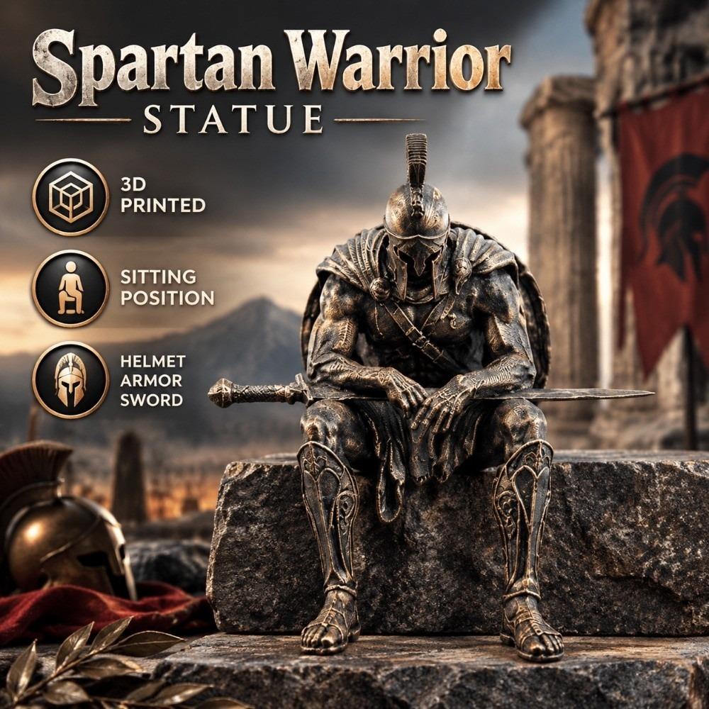 3D Printed Spartan Warrior Statue Sitting Position Spartan Warrior Figurine  Gift for Men Boys