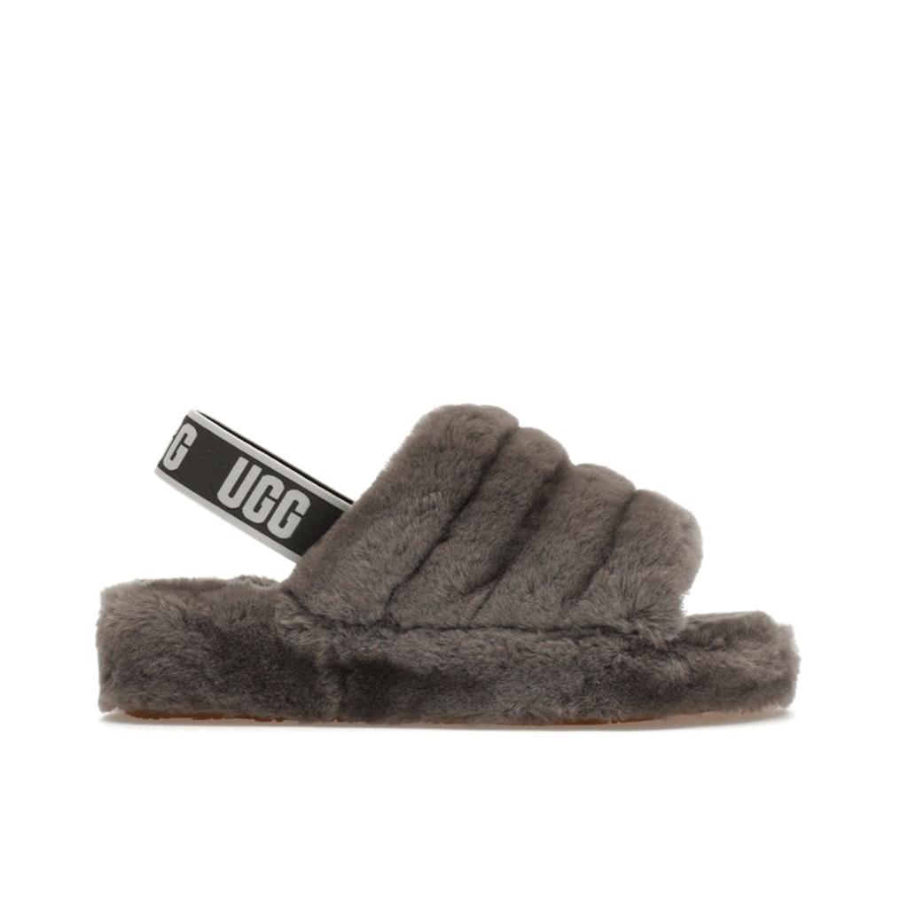 UGG  Fluff Yeah Slide Charcoal Women Sneakers Grey 1095119-CHRC