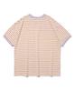 TAILOR STUDIO Soft Campus Striped Short Sleeve Tee (Ivory/Purple)