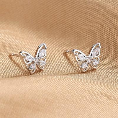 Small Butterfly Stud Earrings New Design Super Flash Gentle Earrings Ins Exquisite Versatile Earrings