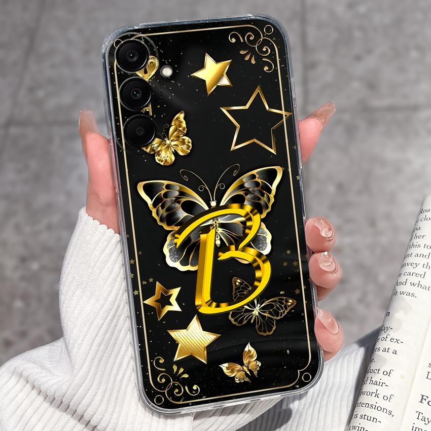 For Samsung A17 A16 A15 A14 A13 A12 M16 M14 M13 M12 M10 Pretty Butterfly Letter Clear TPU Phone Cover Lens Protection Anti Slip Shell For Samsung Case