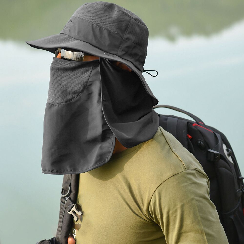 Oversized Brim Fishing Cap WithShawl Face Mask Hat High Quality Cycling Cap  Neck Face Protection