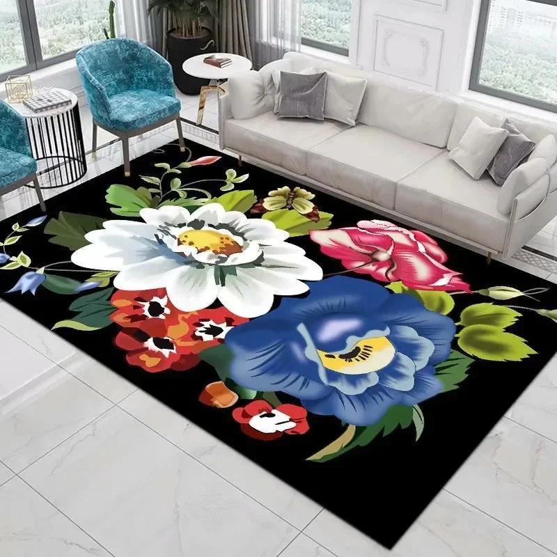 Home Decor Entrance Door Mat Flower Rose Pastoral 3D Print Carpet Living Room Rugs Soft Non-slip Floor Mat Carpet Bedroom Decor