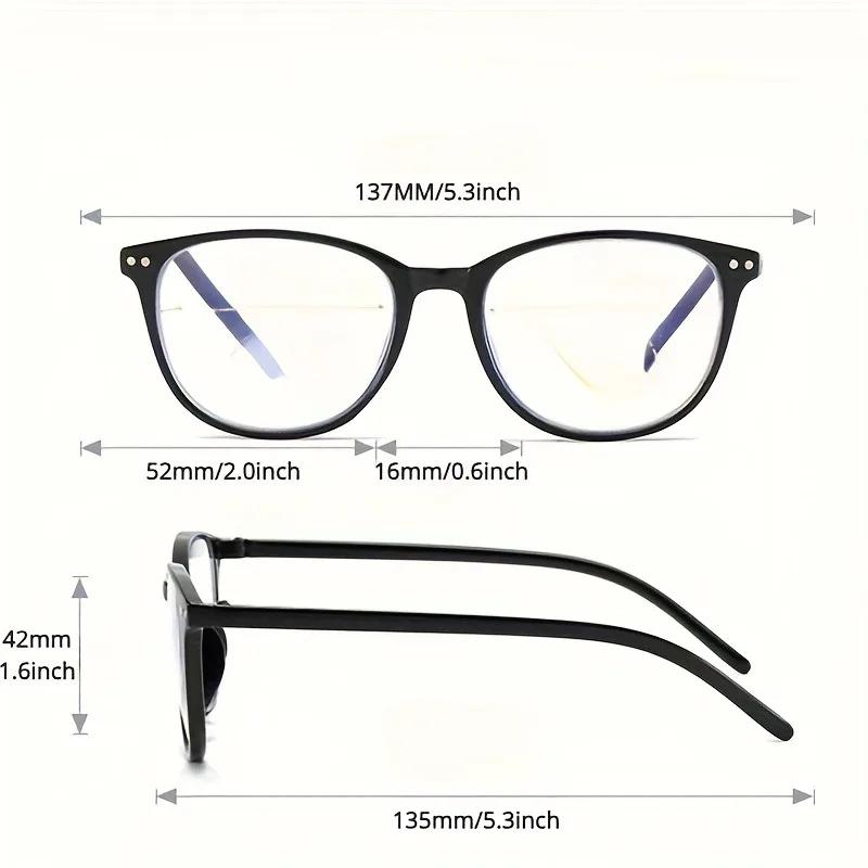 4 Stück Damen Ultraleichte Lesebrillen mit Blaulichtfiltergläsern Rundes Gestell Geeignet für den täglichen Gebrauch