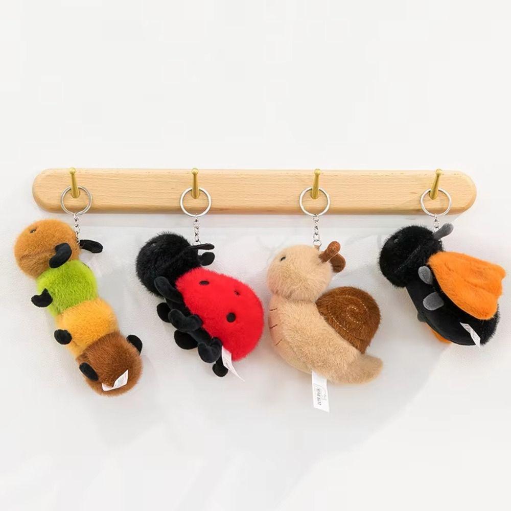 Cartoon Cute Insect Doll Keychain Small Spider Snail Bee Keyring Insect Plush Toy Bag Pendant