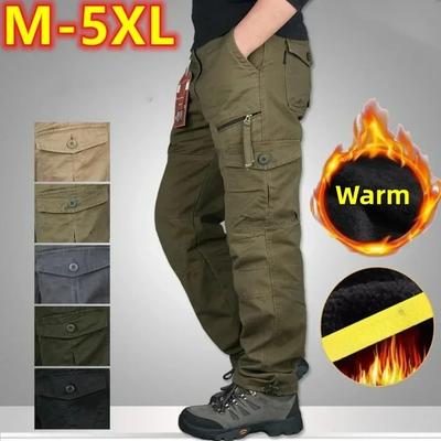 Herbst Winter Hosen Männer Doppel Schicht Fleece Cargo Hosen Wasserdichte Overalls Casual Dicke Warme Cargo Hosen Baggy Lange Hosen Militär Arbeit Hosen
