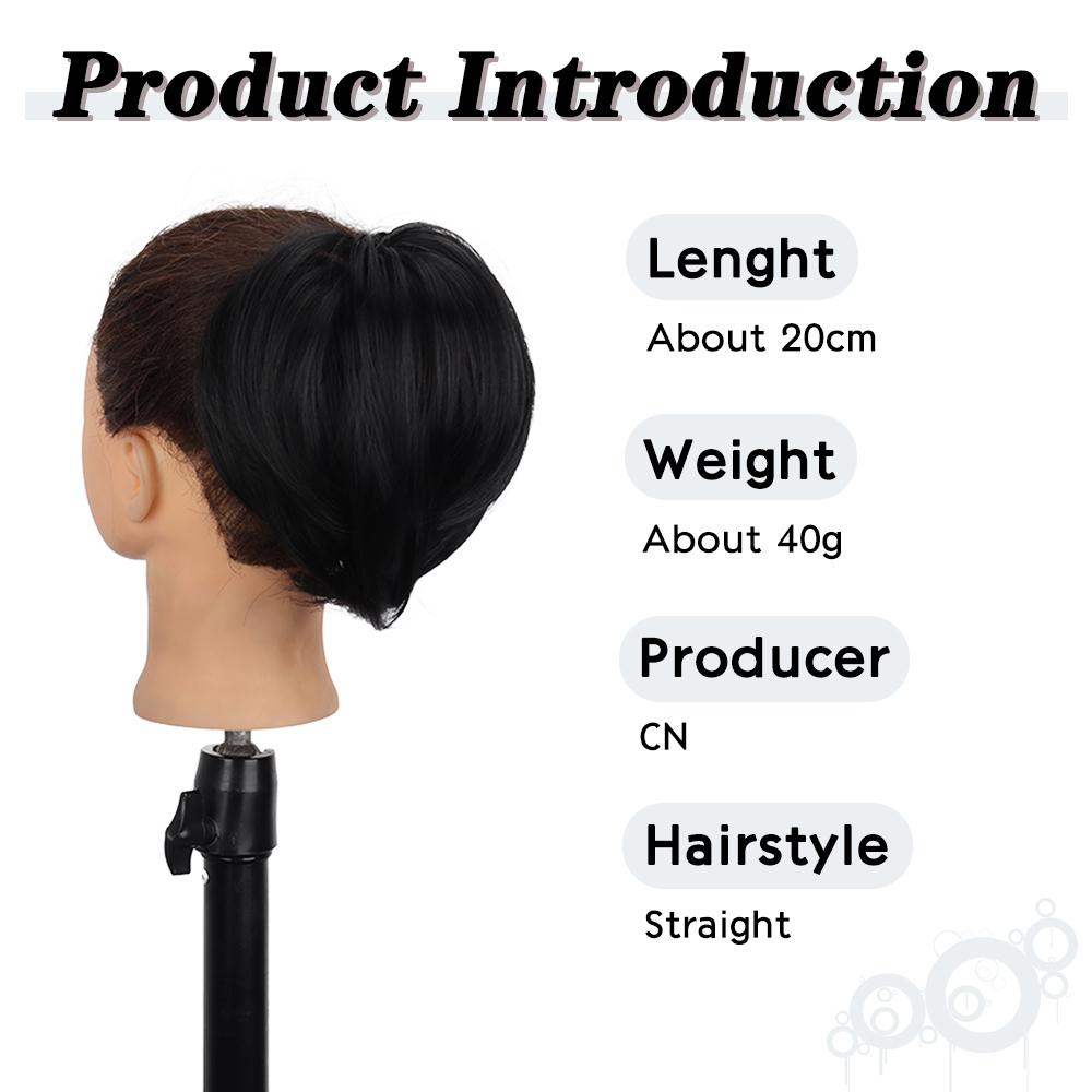 Synthetic Short Straight Wig Extensions Elastic Donut Bun Chignon Scrunchies Hairpieces Ponytail For Women Daily Use