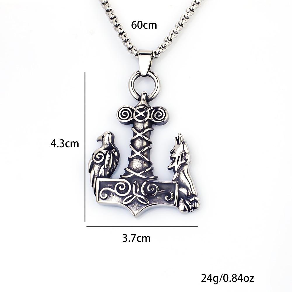 Necklace Nordic Viking Thor Wolf Odin Wolf Head Anchor Trend Pendant