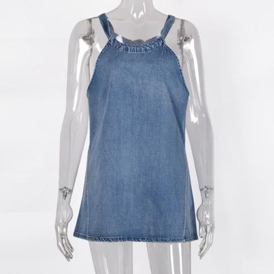 Dámské tílko Halter Denim Bez rukávů Ležérní Špagetová ramínka O Neck