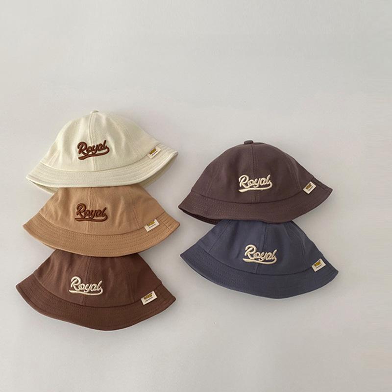 Letter Embroidery Baby Bucket Hat Breathable Thin Cotton Toddler Boy Girl Fisherman Cap Casual Travel Kids Sun Hats