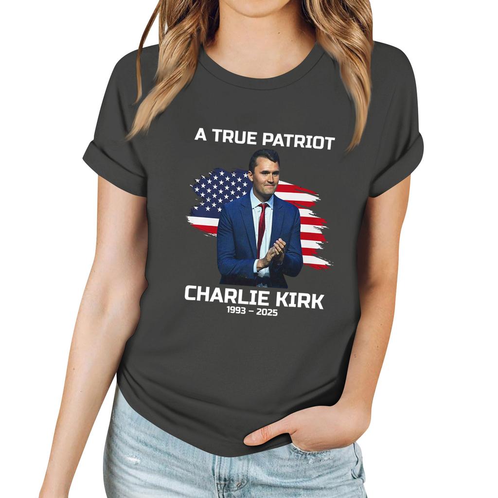 Női alkalmi mintás póló kerek nyakkivágással, pulóver, rövid ujjú felső