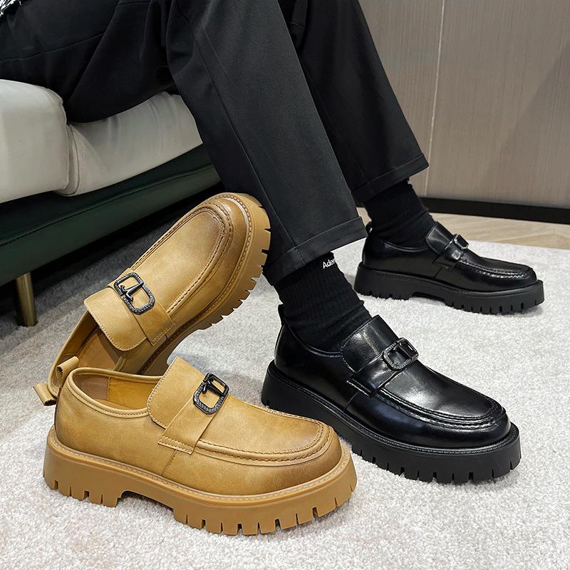 סתיו נעלי עור קז'ואל בריטיות לגברים גברים בגודל גדול בגודל פדאל נעלי נעלי ראש גדול וסוליות עבות לגברים 2136-T