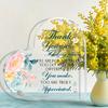 2D Flat, Heart-Shaped Acrylic Thank You Gift Desk Decor Plaque, Inspirational Message & Floral Thank You Card-like Design, Suitable for Wall Decoratio