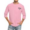 Men's casual and fashionable printed collar three-quarter sleeve top T-shirt