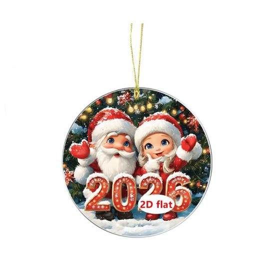 Christmas Ornament Cartoon Santa Claus Snowman Reindeer 2D Acrylic Christmas