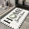 Warm Home Wreath Pattern Non-Slip Floor Mat Absorbent Washable Decorative Area Rug for Bathroom Outdoor Camping Home Decor