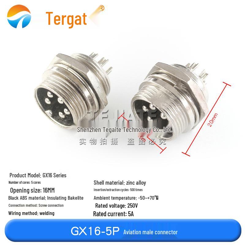 GX16 M16 Aviation Plug Socket: 2 to 10-Pin Male & Female Connector