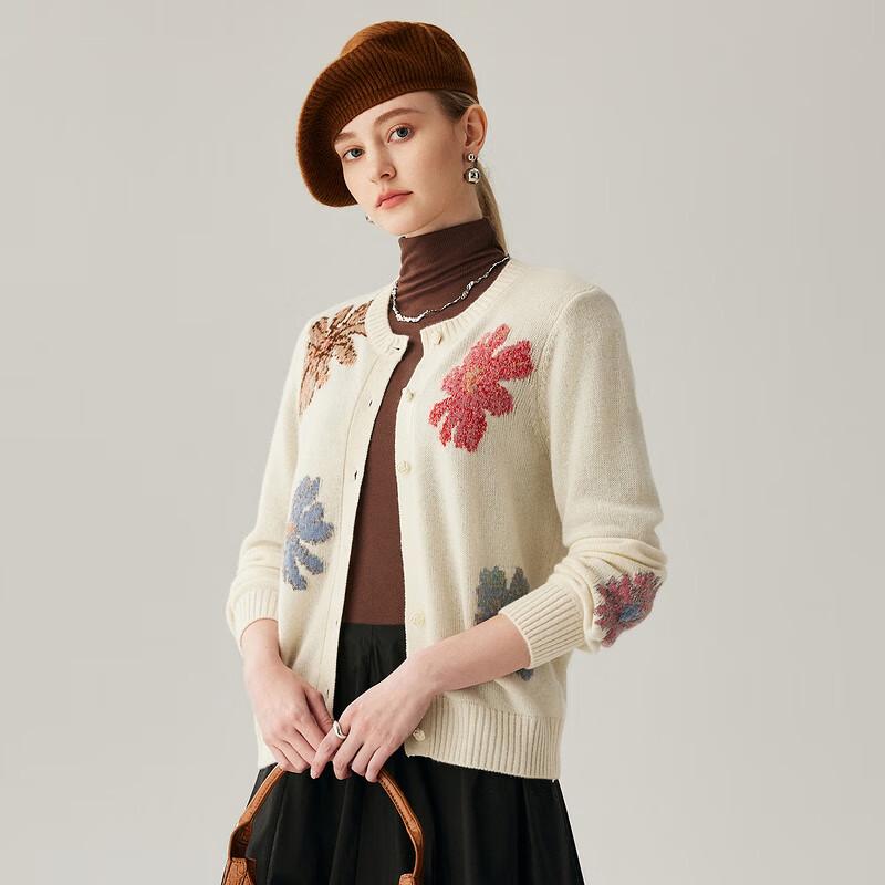Zhaojun Women's 100% Cashmere Round Neck Cardigan