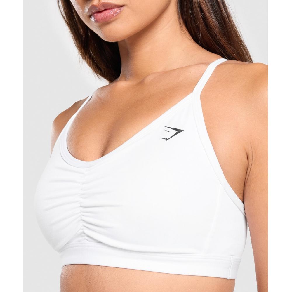 Gymshark Ruched Sports Bra White B2a7a Wbbm