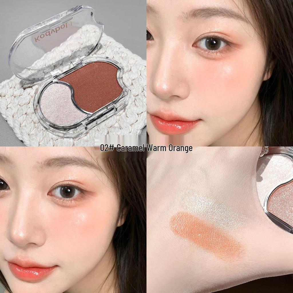 Kodyboll Two-Color Multi-Use Powder: Pearl Shimmer Highlighter & Eyeshadow Blush for a Korean-Inspired Glow