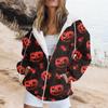 Women's Fashion Casual Halloween Printed Sweatshirt Long Sleeve With Pocket Cardigan Jacket Zipper Hoodie Coat