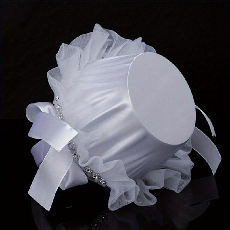 1 Pc White Flower Girls Basket Simple Wedding Flower Basket Bride Bridesmaid Hand Held Basket Wedding Ceremony Party Decorations