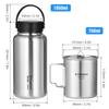 TOMSHOO 1050ml Edelstahl Wasserflasche Auslaufsicher Sportflasche mit 750ml Wasserbecher Kaffeetasse Hängetopf für Outdoor