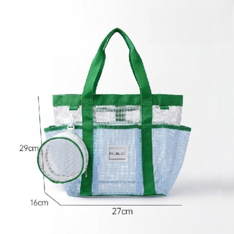 Waterproof Large Capacity Mesh Swimming Bag, Portable Outdoor Beach Tote for Women, Summer Travel Handheld Drainage Purse