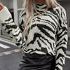 Casual Loose Knitted Leopard Print Pullovers Autumn Winter Women's Sweater New O-neck Full Sleeve Pullover