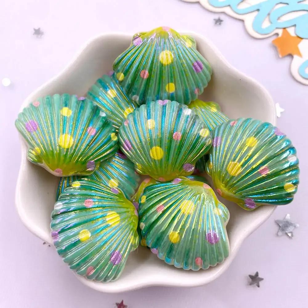8pcs AB Resin Colorful Flower Shell Figurines Flat Back Cabochon Stone Scrapbook Home Crafts DIY Jewelry Making Accessories