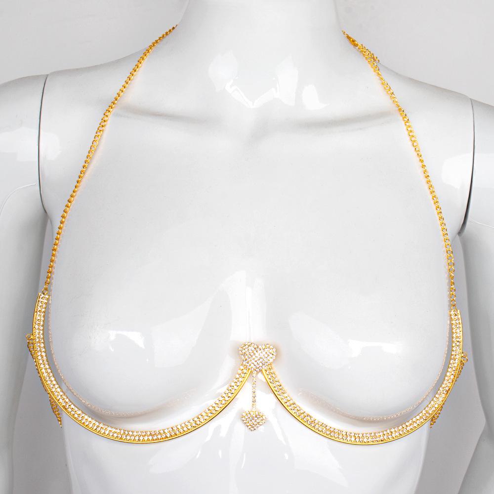 Double Heart Rhinestone Body Chain - Fashion Women's Jewelry Accessory
