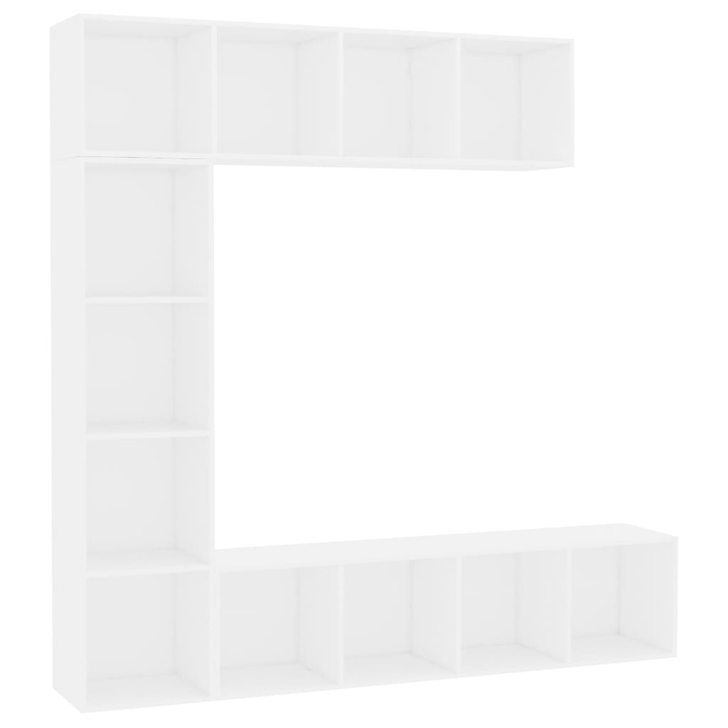 3 pc. Bookcase TV Cabinet Set White 180*30*180 cm