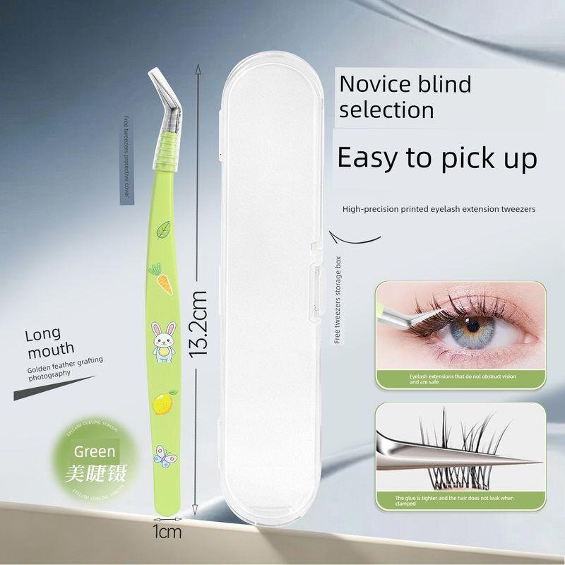 

Stainless Steel Tweezers, False Eyelash Tweezers, Professional Grafting Tools for Beginners, Gold Feather Clips, Special Tools for Eyelash Technicians B03 Printed Rabbit Green Tweezers