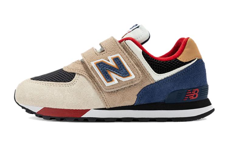 New Balance износостойкие дышащие поддерживающие низкие детские беговые кроссовки Коричнево-синие Детские PV574LC1 32.5