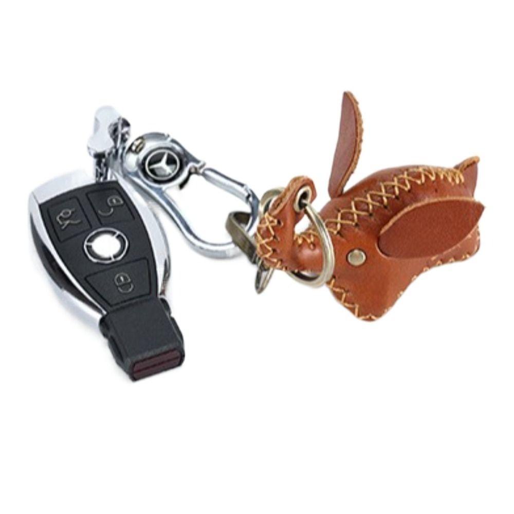 Elephant Hanging Ornament PU Leather Bag Pendant Classic Car Key Chain  Gift