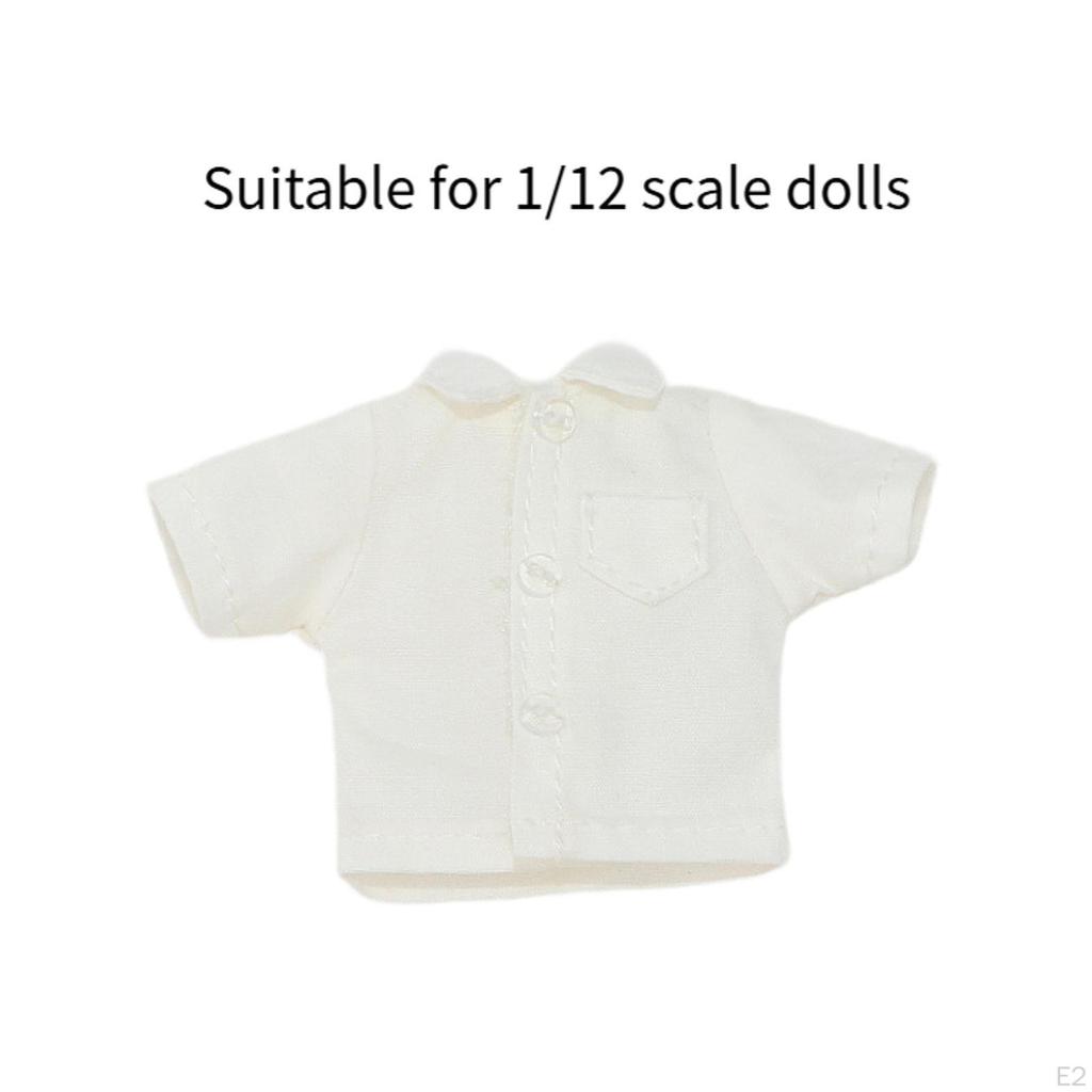 1/12 Scale Figure Short Sleeved Shirt Costume, Miniature Handmade Doll Clothes for 6" Model