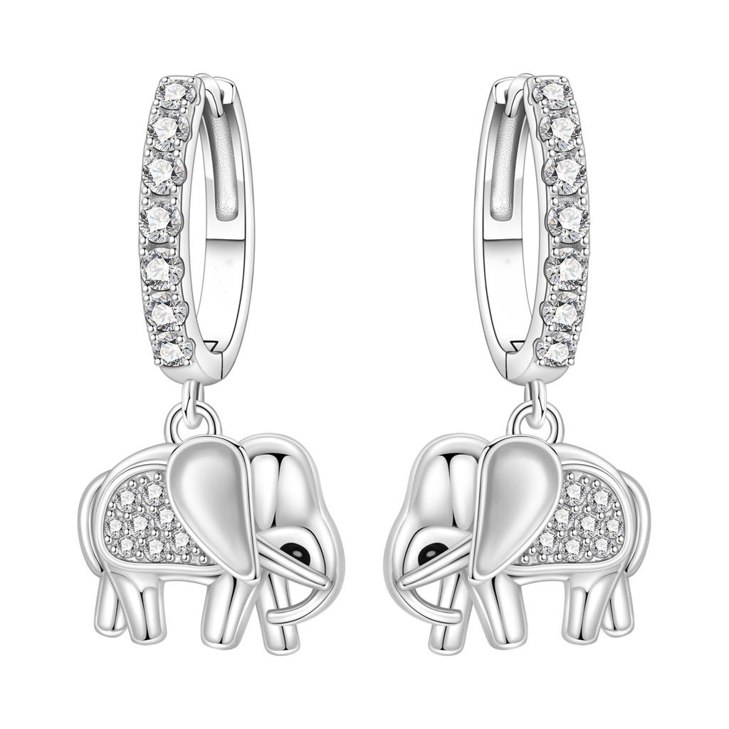 Cute Animal Silver Plated Earrings Cat Dragonfly Zircon Earrings Earrings Daily Versatile Accessories