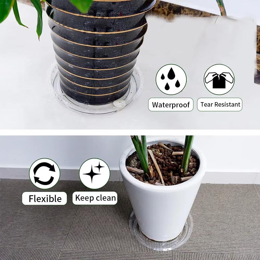 Transparent Horticultural Plant Pot Base Anti-Slip Circular Household Pot Tray Waterproof Plastic Water Storage Stain Drainage