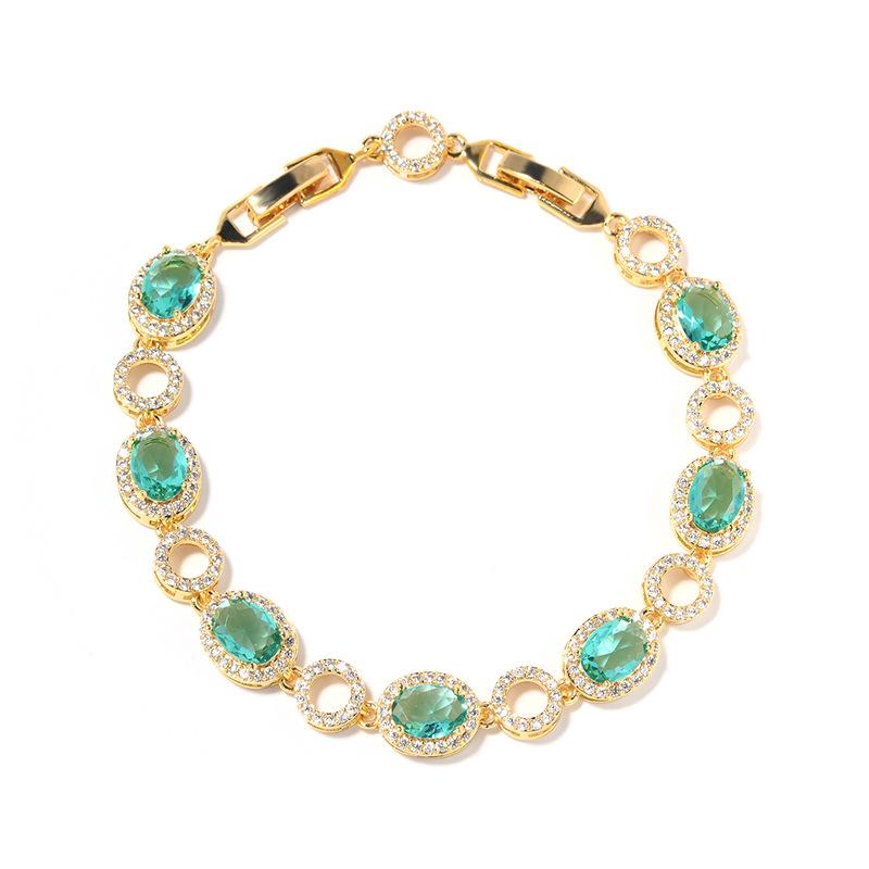 Popular Jewelry Accessories Color Zircon Jewelry Bracelet Brass Electroplated Platinum Jewelry