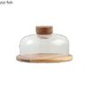 Wooden Cake Tray with Glass Cover Dessert Plate Decorative Plates Display Plates Pastry Plate Tea Tray Fruit Bowl Dim Sum Dish